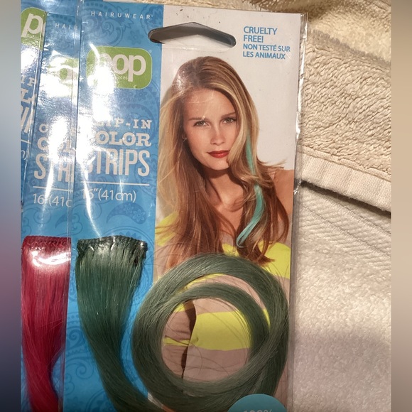POP by HAIRDO 16” Human Hair Strip Extension Clip In On 3 Pink, Green, Dark Blue - Picture 9 of 9